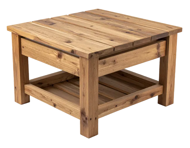 Rustic Wooden Coffee Table with Lower Shelf