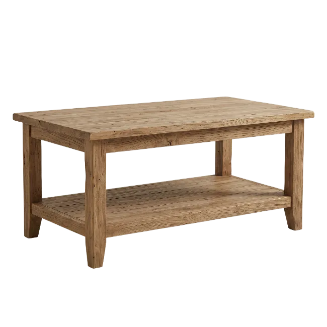 Rustic Wooden Coffee Table with Lower Shelf