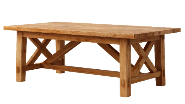 Rustic Wooden Coffee Table with X Bracing