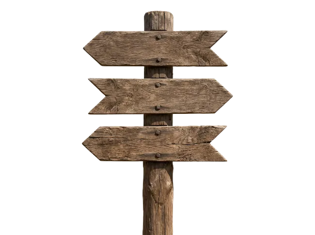 Rustic Wooden Direction Signpost