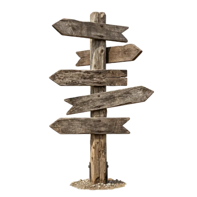 Rustic Wooden Directional Signpost