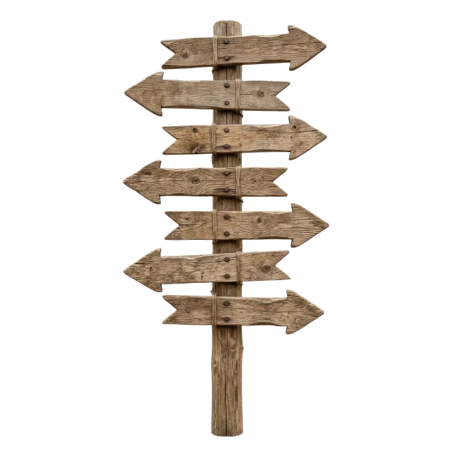 Rustic Wooden Directional Signpost