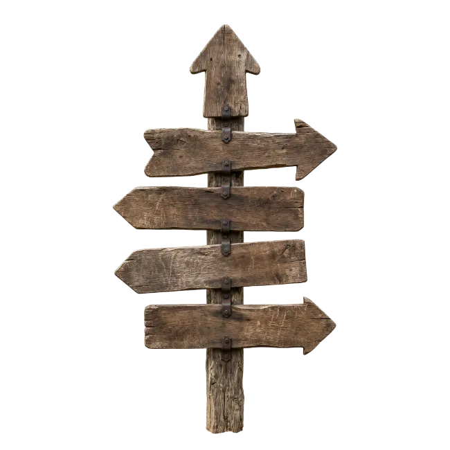 Rustic Wooden Directional Signpost with Multiple Arrows