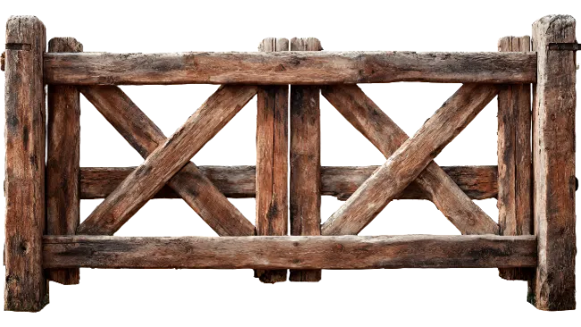 Rustic Wooden Fence Section