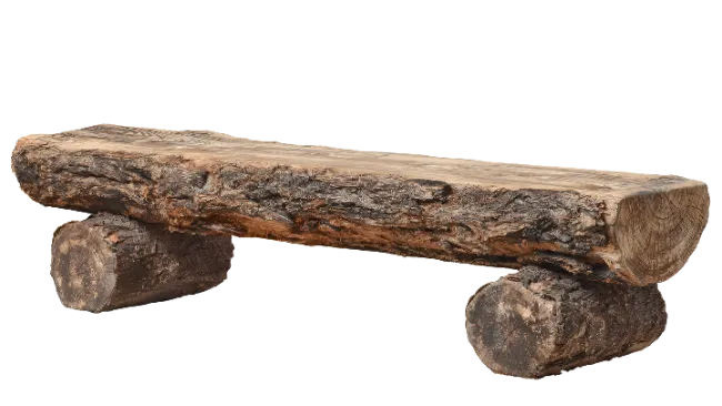 Rustic Wooden Log Bench