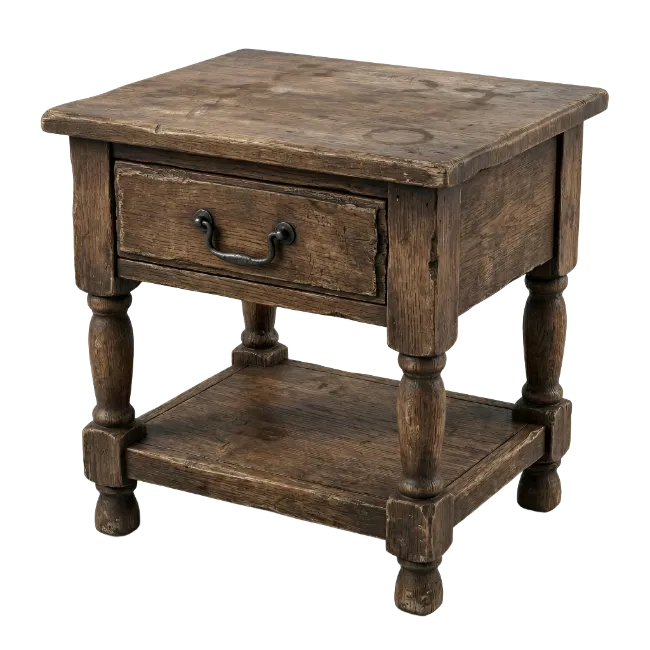 Rustic Wooden Nightstand with Single Drawer