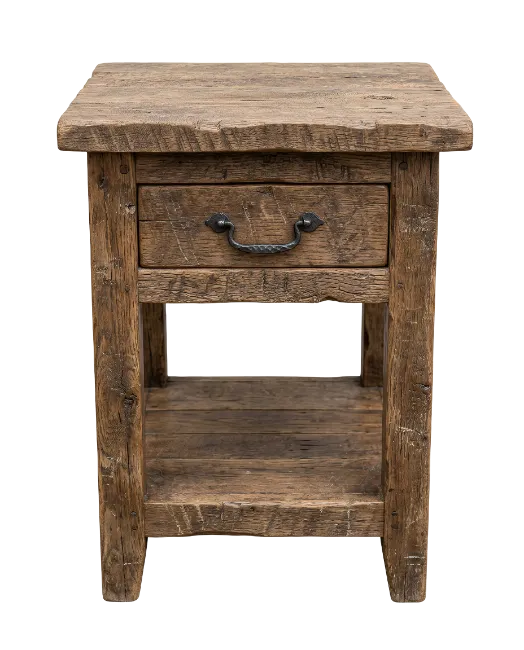 Rustic Wooden Nightstand with Single Drawer