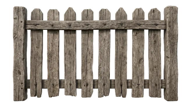 Rustic Wooden Picket Fence Section