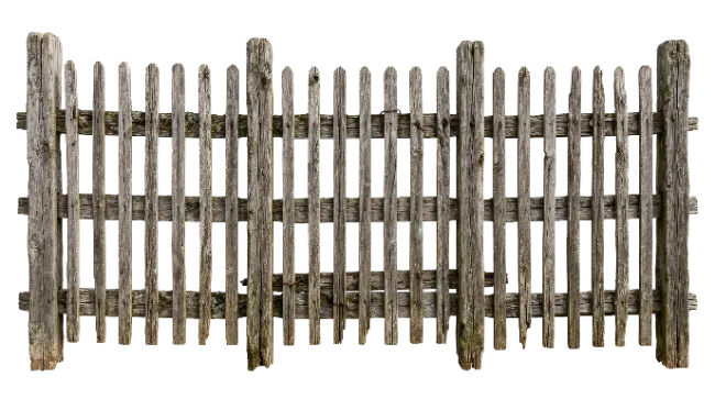Rustic Wooden Picket Fence Section