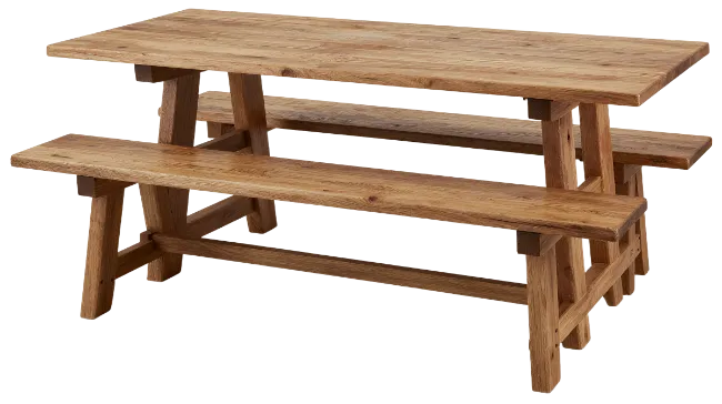Rustic Wooden Picnic Table with Benches