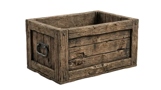 Rustic Wooden Storage Crate with Metal Handle