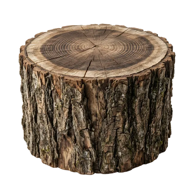 Rustic Wooden Tree Stump Cross Section