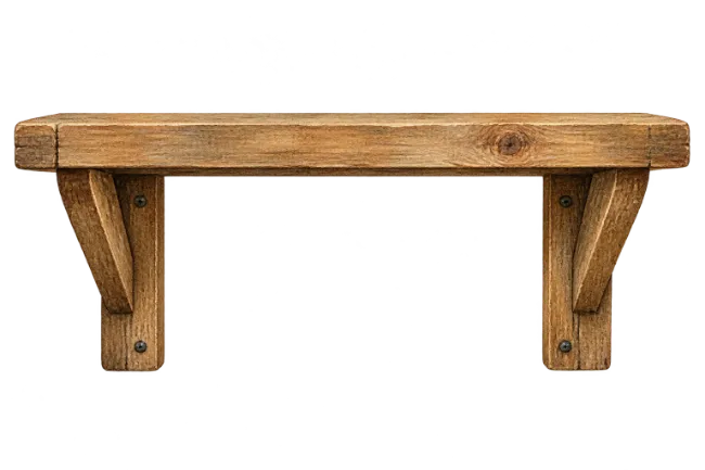 Rustic Wooden Wall Shelf with Brackets