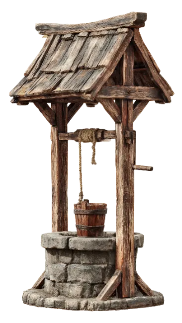 Rustic Wooden Water Well