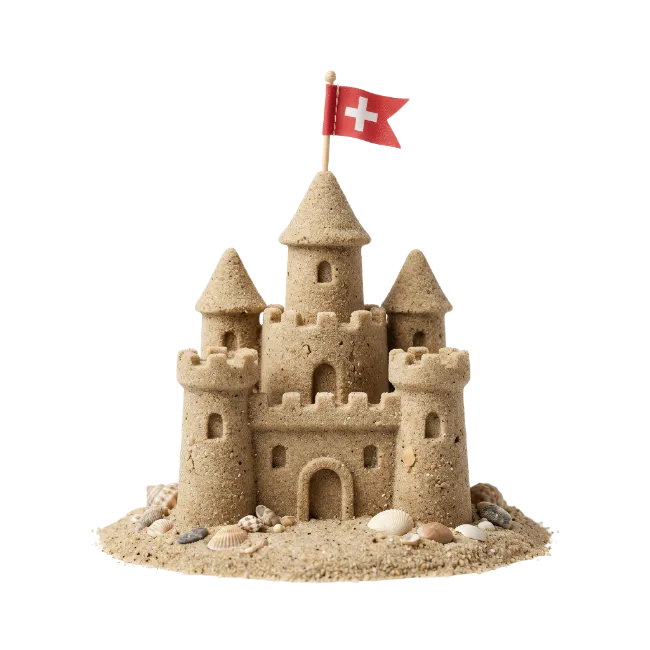 Sandcastle with Swiss Flag