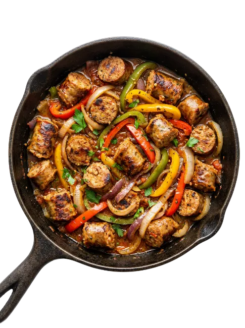 Sausage and Peppers in Skillet