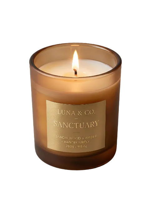 Scented Candle in Amber Glass Jar