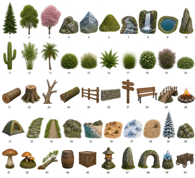Set of Nature Landscape and Environment Game Assets