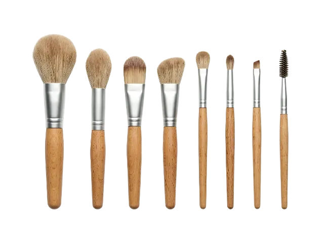 Set of Wooden Makeup Brushes