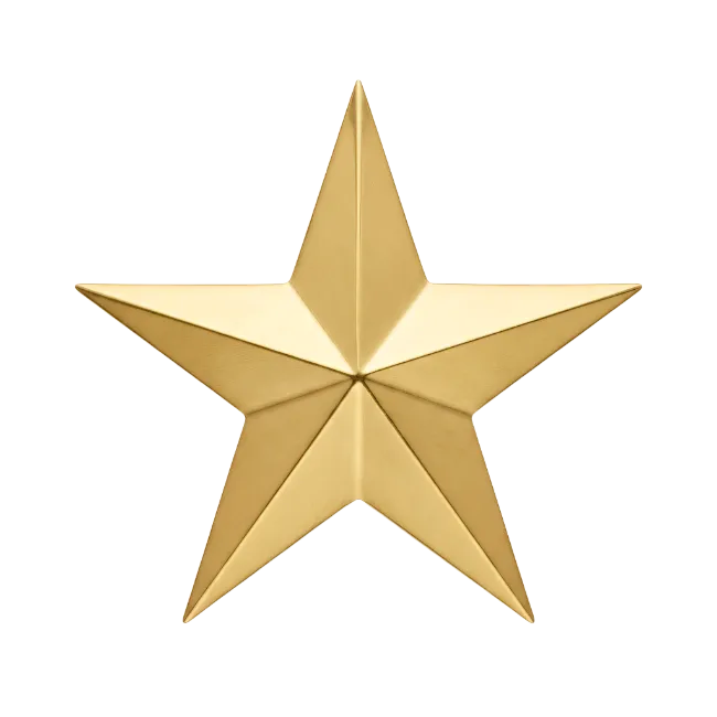 Shiny Gold Five Pointed Star
