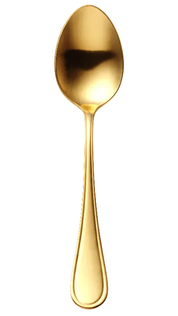 Shiny Gold Spoon Isolated on Black Background