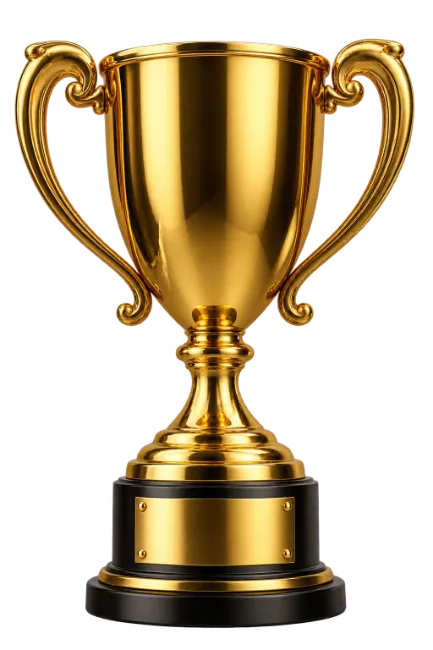 Shiny Gold Winner Trophy Cup on Black Base