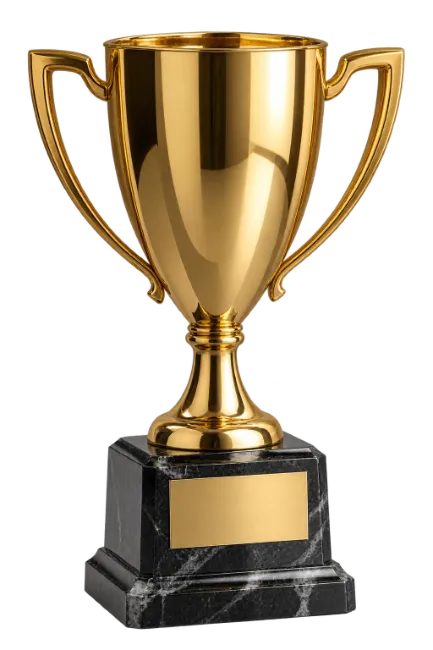 Shiny Golden Winner Trophy Cup on Marble Base