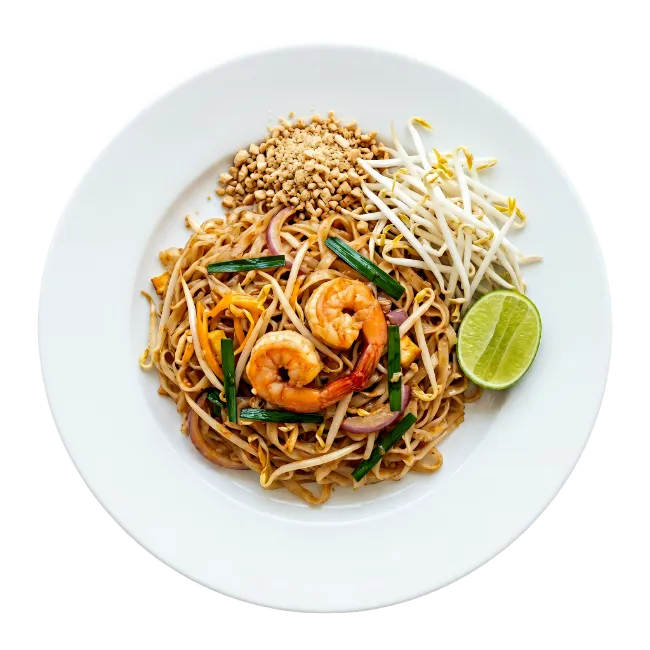 Shrimp Pad Thai Noodles on Plate