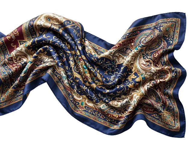 Silk Scarf with Ornate Baroque Pattern