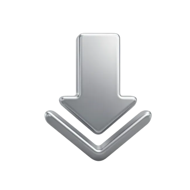 Silver 3D Download Arrow Icon