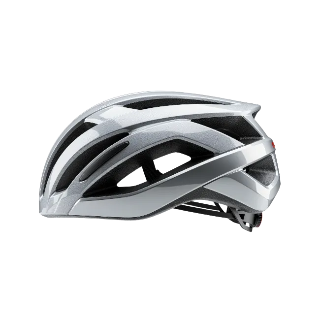 Silver bicycle helmet side view