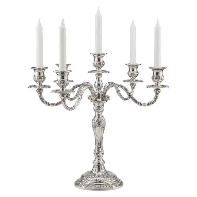 Silver Candelabra with White Candles