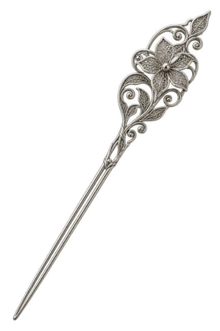 Silver Filigree Hair Pin