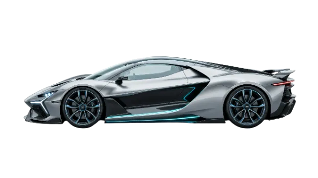 Silver Futuristic Sport Car Side View