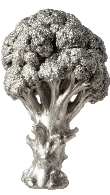 Silver Metal Broccoli Sculpture