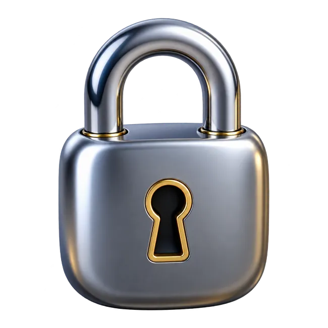 Silver Metallic Padlock with Gold Keyhole