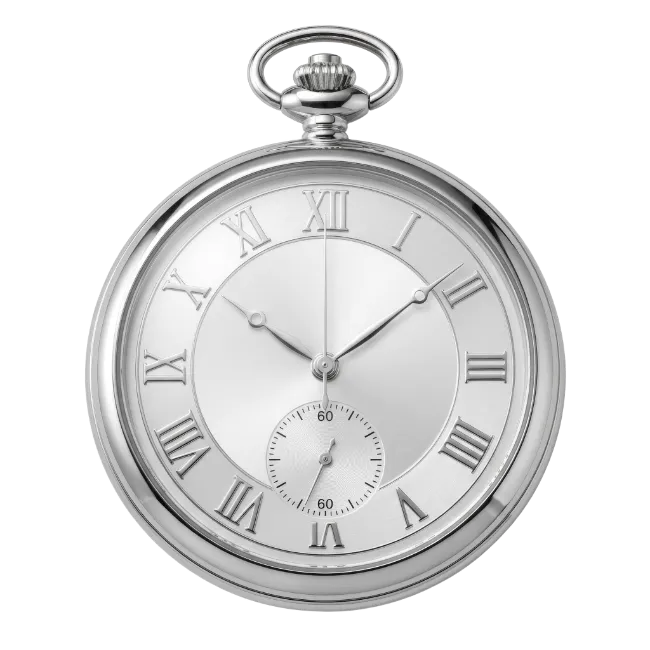 Silver Pocket Watch with Roman Numerals