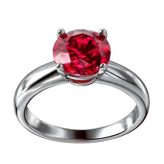Silver Ring with a Large Red Gemstone