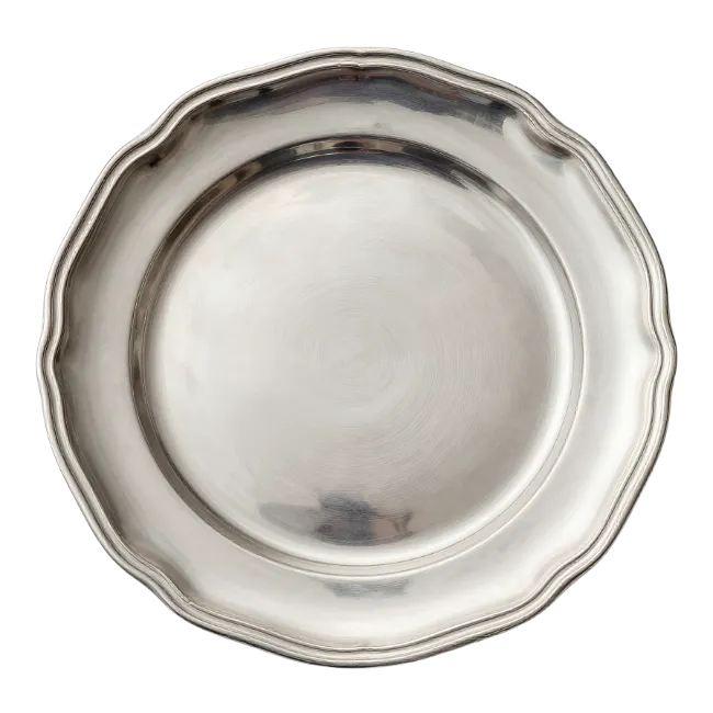 Silver Scalloped Dinner Plate Top View