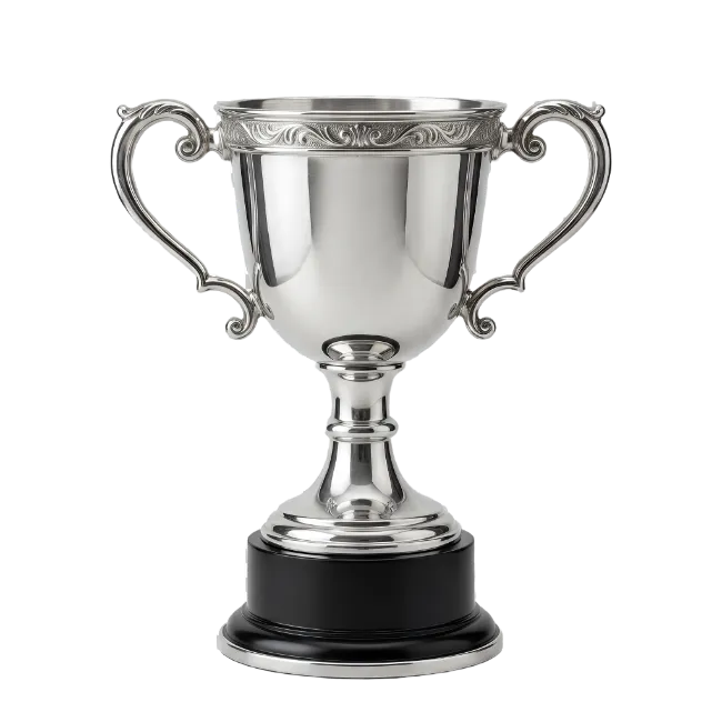 Silver Trophy Cup with Ornate Handles