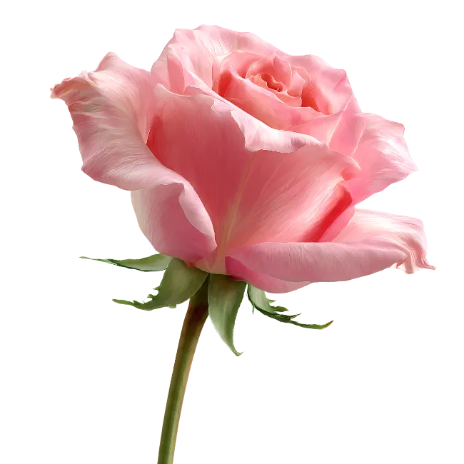 Single Pink Rose Flower Isolated