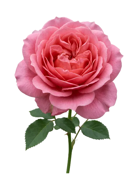 Single Pink Rose Flower with Stem