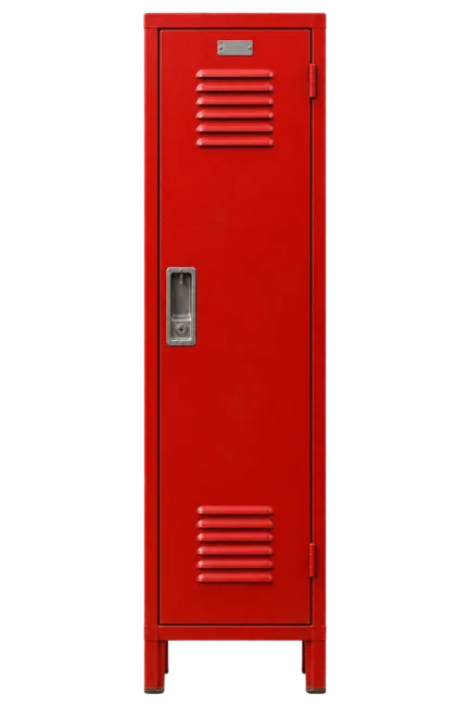 Single Red Metal Storage Locker
