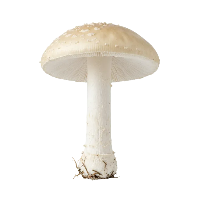 Single White Mushroom Isolated on Black Background