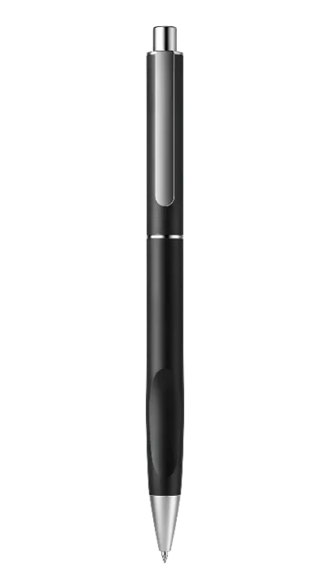 Sleek Black Ballpoint Pen with Silver Trim