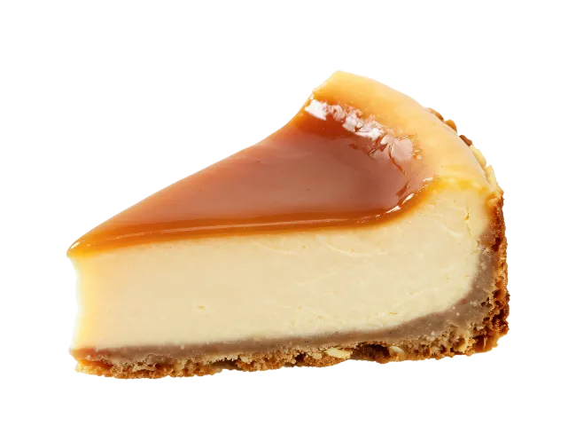 Slice of Cheesecake with Caramel Topping