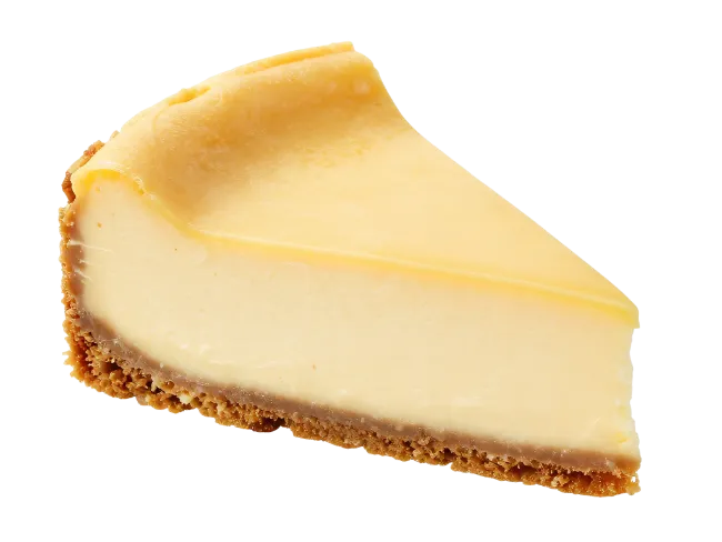 Slice of creamy New York cheesecake
