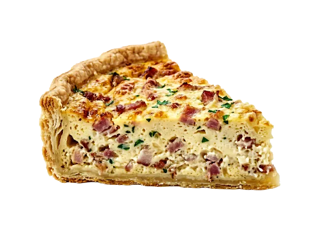 Slice of Quiche Lorraine with Ham and Herbs