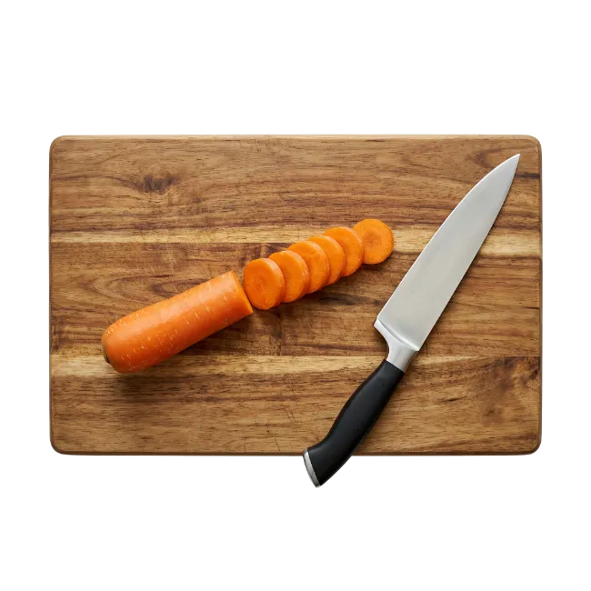 Sliced Carrot on Cutting Board with Knife
