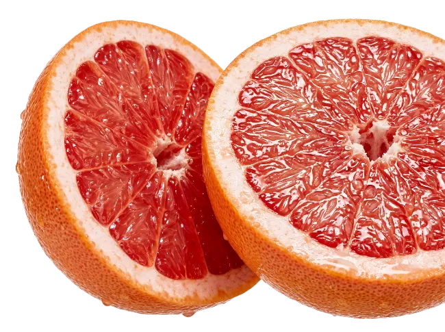 Sliced Fresh Grapefruit Halves